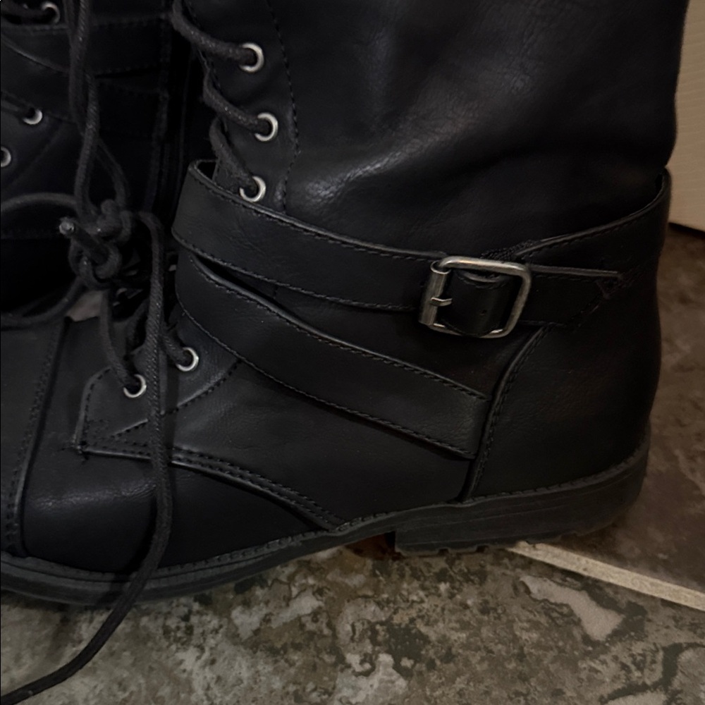 Target Black Lace-Up Tall Boots - Picture 4 of 7